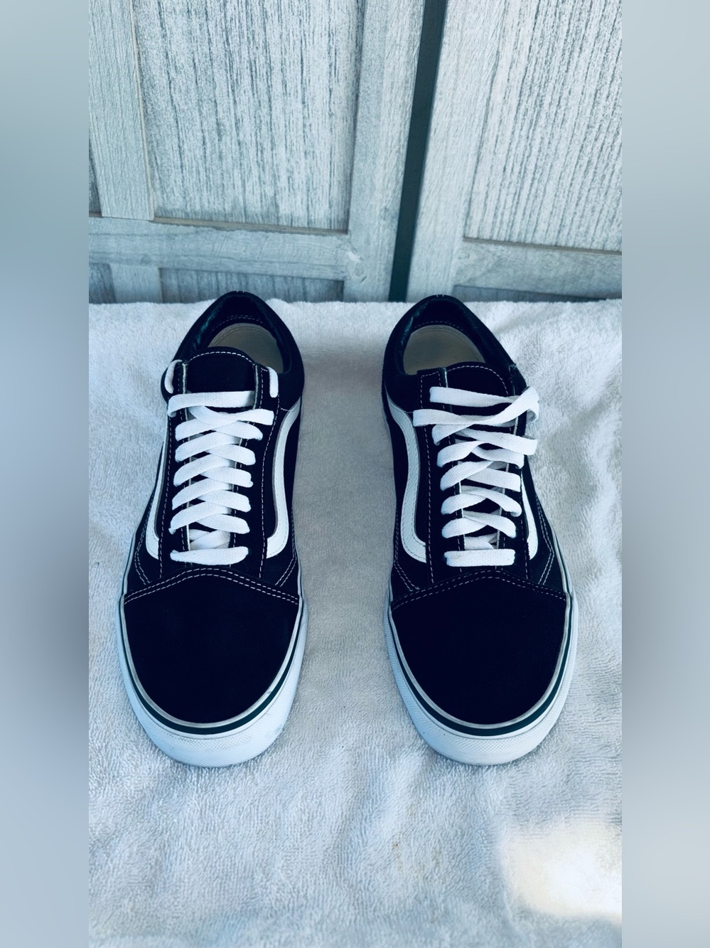 Vans Black and White Old Skool Low-Top Sneakers